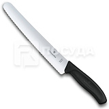 Нож хлебный 22см черная ручка, в блистере. Victorinox