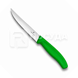 Нож для стейка 12см волнистое лезвие зеленая ручка Victorinox