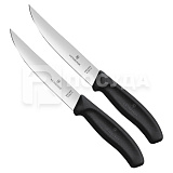 Нож для стейка 12см черная ручка, 2шт в блистере Victorinox