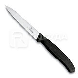 Нож для овощей 10см волнистое лезвие черная ручка Victorinox