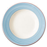 Тарелка глубокая D=23 см, круглая с голубым бортом «Bahamas 2», RAK Porcelain