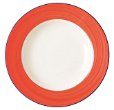 Тарелка глубокая D=26 см, круглая с красным бортом «Bahamas 2», RAK Porcelain