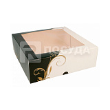 Коробка 23х23 см, Н=7,5 см, для торта с окном, белая, Garcia de Pou