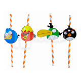 Трубочки D=0,6 см, Н=24 см, бумажные, с декором «Злые птички», Garcia de Pou