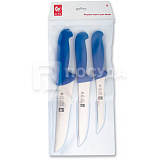 Набор ножей из 3 предметов для мяса с синей ручкой и в блистере, ICEL