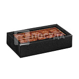 Коробка 14,5х7,5 см, Н=3,5 см, для шоколада с крышкой и разделителями, черная, Garcia de Pou