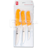 Набор ножей из 3 предметов для мяса с желтой ручкой и в блистере, ICEL