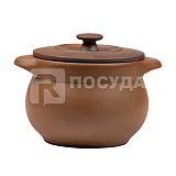 Горшок с крышкой 500мл d11см h8см «Taiga Untouched Brown» P.L.Proff Cuisine (кр4) фарфор