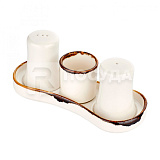 Набор для специй 3 предмета на подставке (соль, перец, зубочистки) «Tinta Legna» By Bone (кр1) фарф