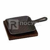 Сковорода на деревянной подставке квадратная 15,5х15,5см алюмин.h2,5см черная P.L.Proff Cuisine