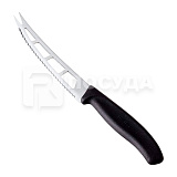 Нож L=13 см, для масла и сыра, с зубч. и раздвоенным на кончике лезвием, цв.черный, Victorinox