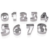 Набор L=8 см, H=2,5 см, из 9 кондитерских формочек для печенья «Цифры», WAS