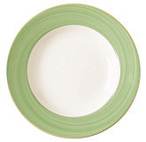 Тарелка глубокая D=26 см, круглая с зеленым бортом «Bahamas 2», RAK Porcelain