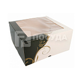 Коробка 24х24 см, Н=12 см, для торта с окном картонная, белая, Garcia de Pou
