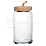 Банка стекло 1,13л с деревянной крышкой для сыпучих продуктов «Wood» Pasabahce (d9см h19см)