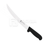 Нож L=20 см, разделочный с черной ручкой и бороздками, «SAFE», ICEL