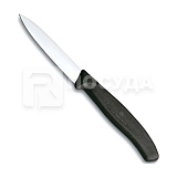 Нож L=8 см, для чистки овощей, лезвие с заостренным кончиком, цв.черный, Victorinox