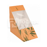 Коробка 12,4х12,4 см, Н=7,3 см, картонная, для двойного сэндвича с окном, Garcia de Pou