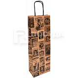 Пакет 14+8х40 см, бумажный, с ручками, для 1 бутылки «Газета», «TIMES», Garcia de Pou