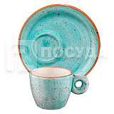 Чашка 70 мл, D=12 см, с блюдцем эспрессо голубая, «AURA Aqua», Bonna