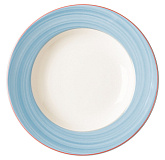 Тарелка глубокая D=26 см, круглая с голубым бортом «Bahamas 2», RAK Porcelain