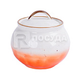 Сахарница с крышкой 360мл d8см h8см, цв.оранжевый «The Sun Eco» P.L.Proff Cuisine (кр1) фарфор