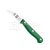 Нож L=6 см, изогнутый для чистки овощей с зеленой рукояткой, «TECHNIK», ICEL